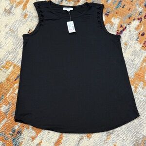 NWT new solid black knit sleeveless tank top blouse ladies women size medium
